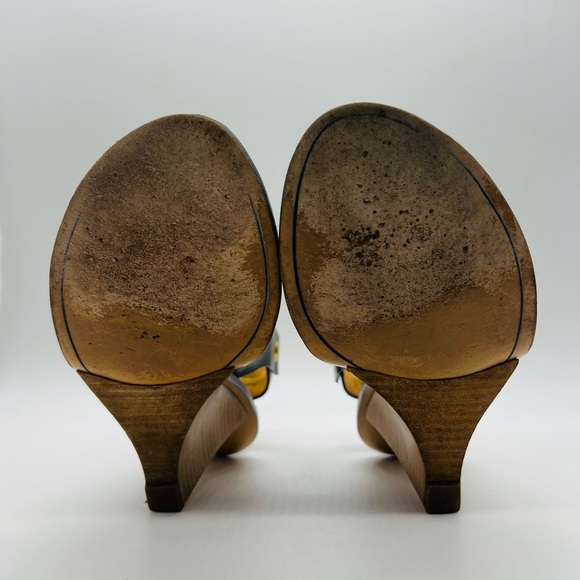 Chloe Black and Tan Wedge Slingback Sandals with Leather Cross-Strap Est SZ 10 - Picture 14 of 15